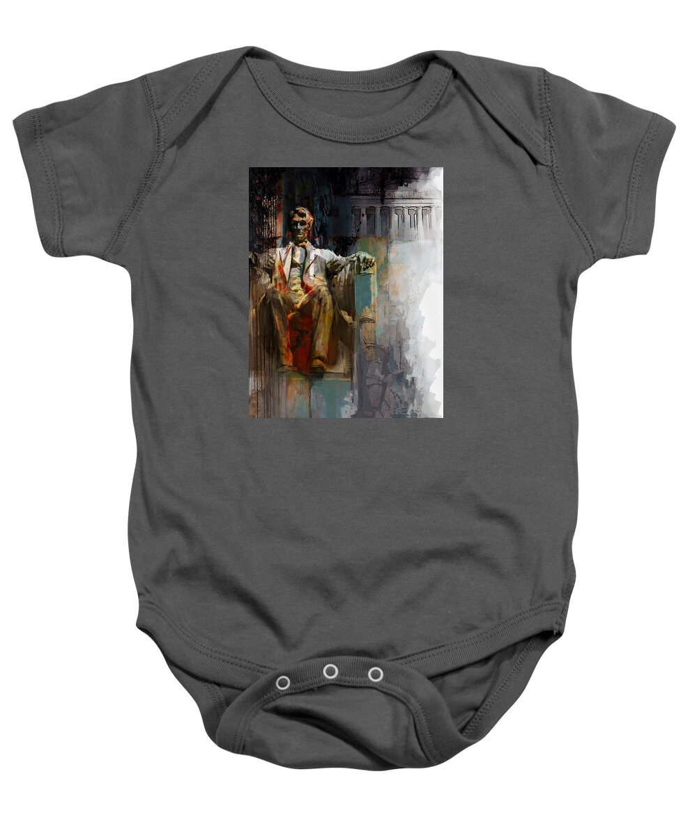 Lincoln Memorial Baby Onesie featuring the painting 079 Lincoln Memorial by Maryam Mughal