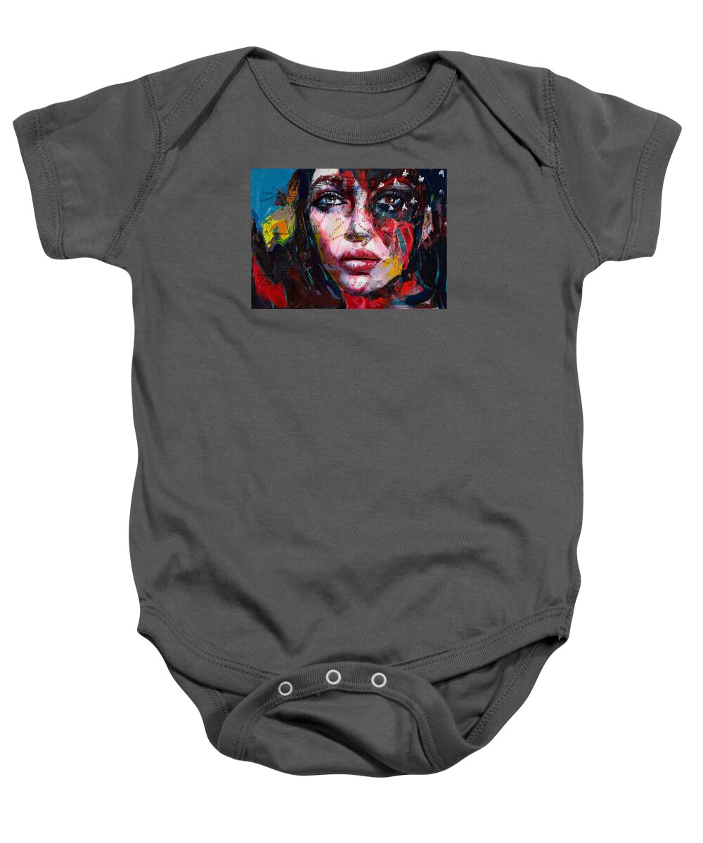 American Flag Baby Onesie featuring the painting 089E Flag and Eyes by Mahnoor Shah