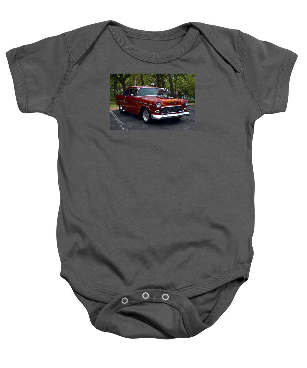 1955 Baby Onesie featuring the photograph 1955 Chevrolet Dragster by Tim McCullough
