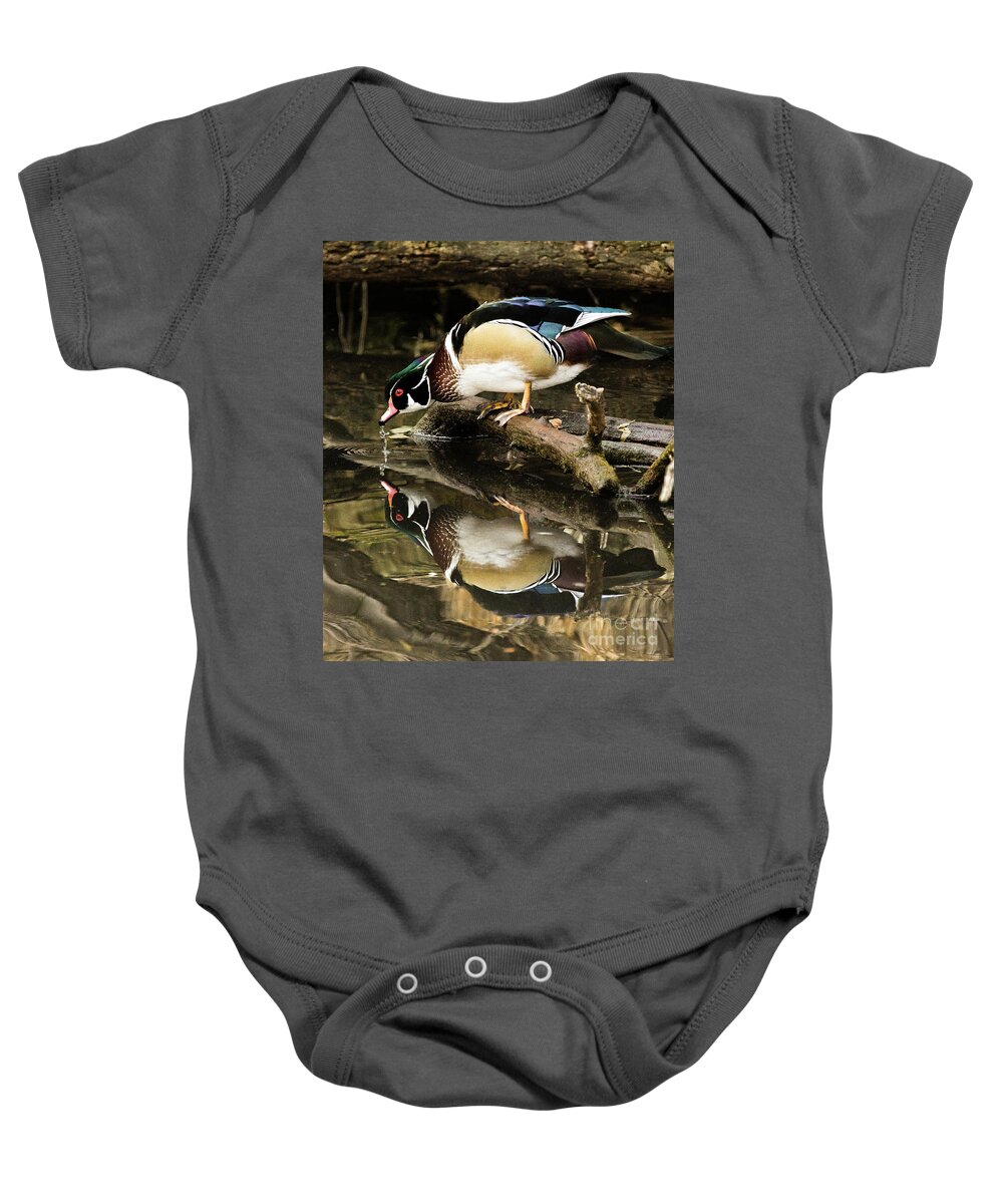 2016 Baby Onesie featuring the photograph A Sip for You and Me Wildlife Art by Kaylyn Franks by Kaylyn Franks