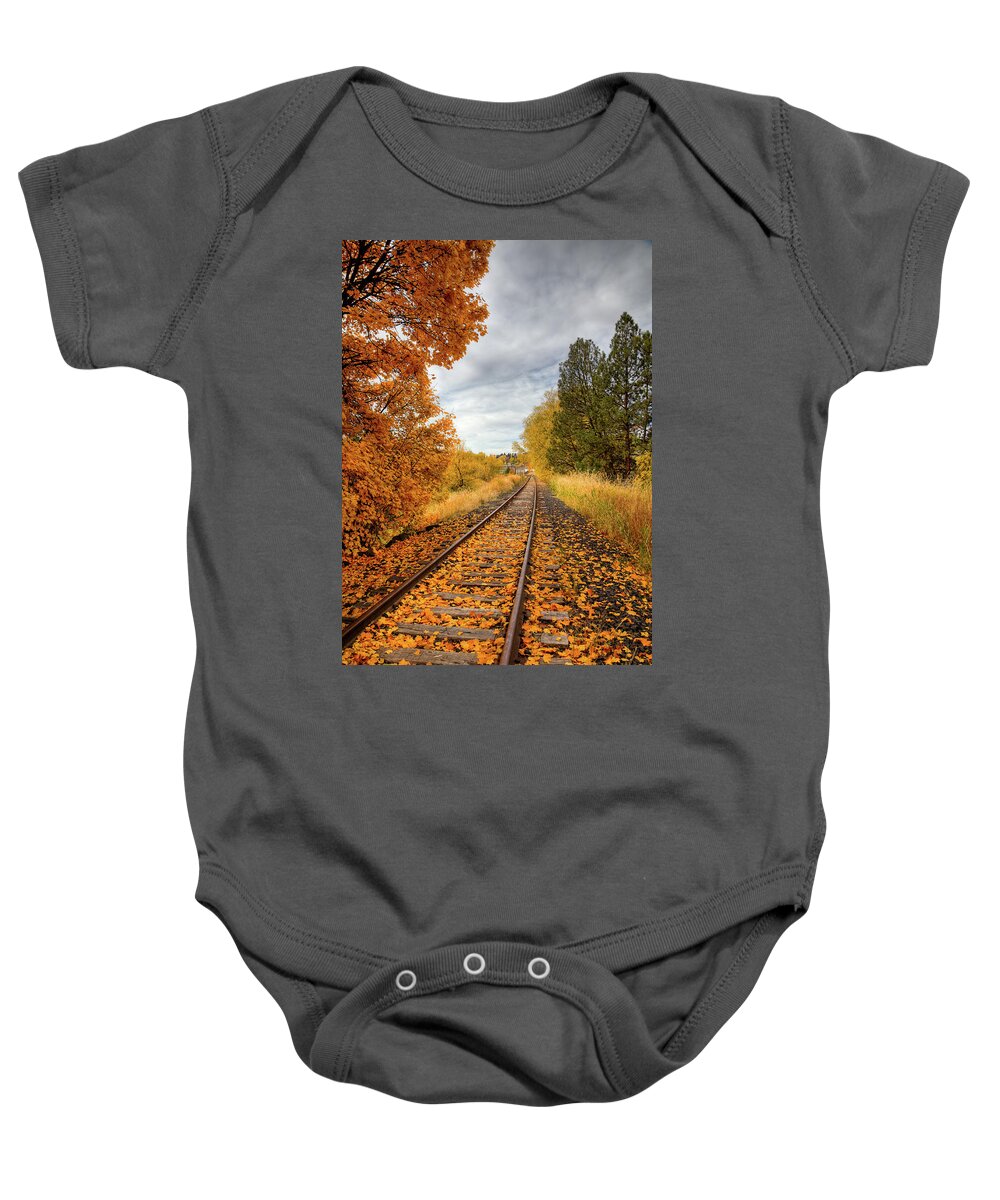 Autumn On The Tracks Baby Onesie featuring the photograph Autumn on the Tracks #2 by David Patterson