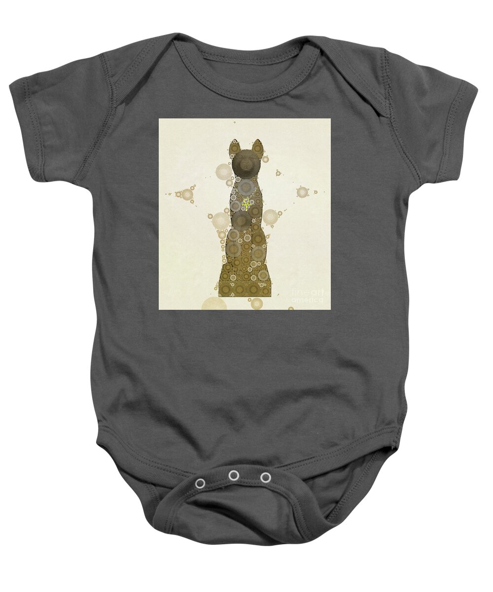Egypt Baby Onesie featuring the digital art Bastet, Goddess of Egypt, Pop Art by MB #1 by Esoterica Art Agency