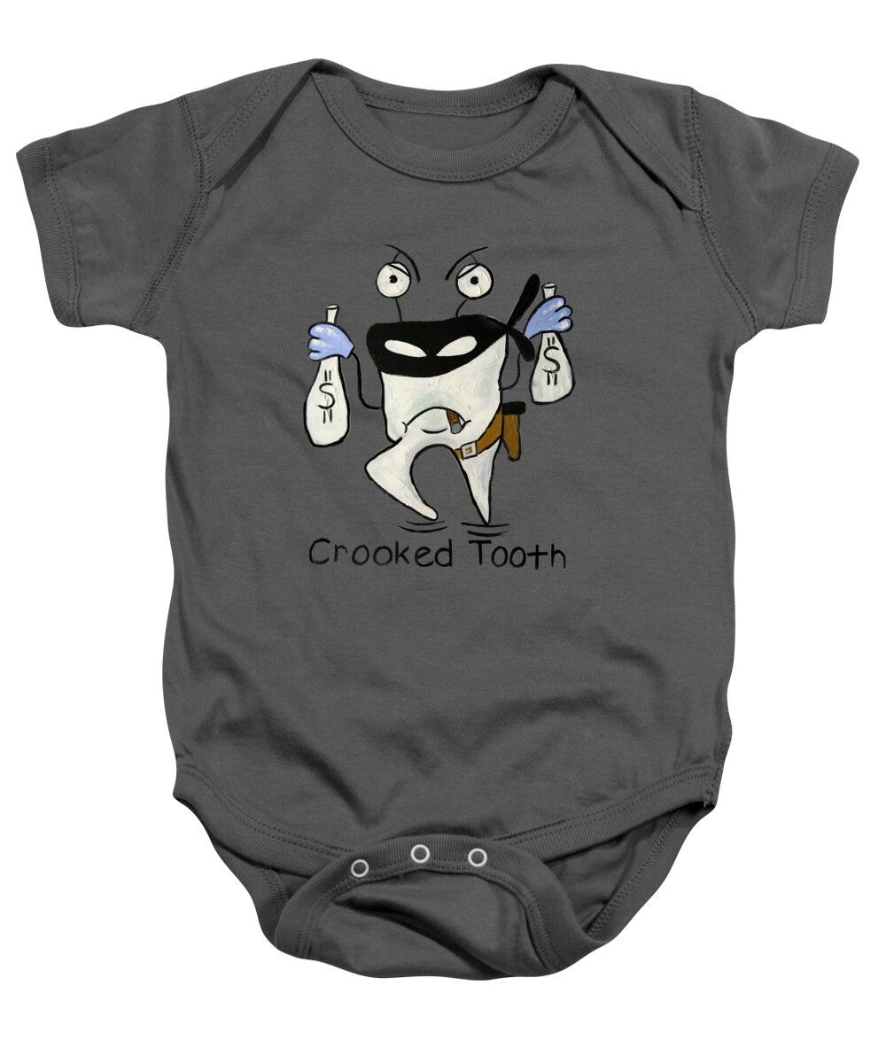 Crooked Tooth T-shirt Baby Onesie featuring the painting Crooked Tooth by Anthony Falbo