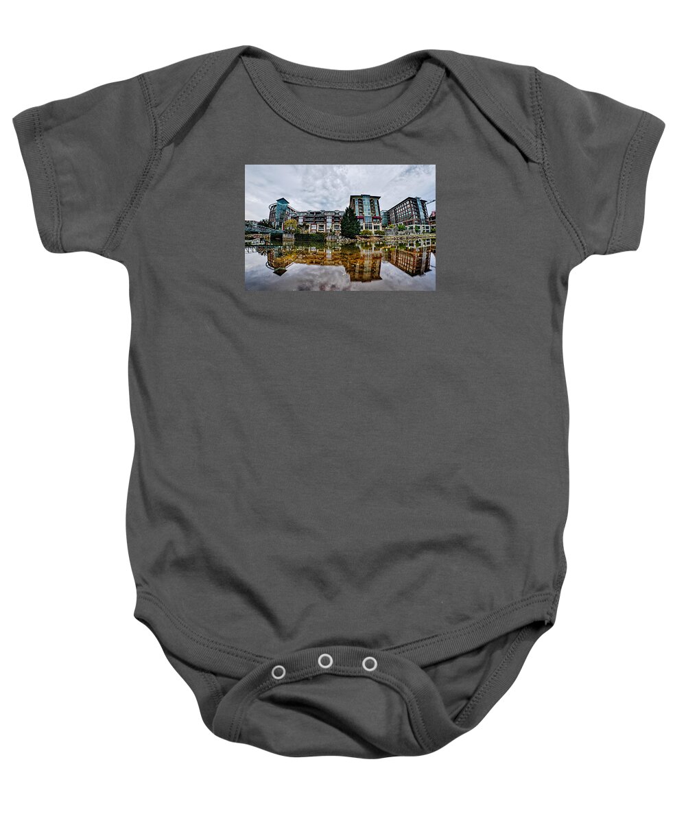 Downtown Baby Onesie featuring the photograph Downtown Of Greenville South Carolina Around Falls Park #1 by Alex Grichenko
