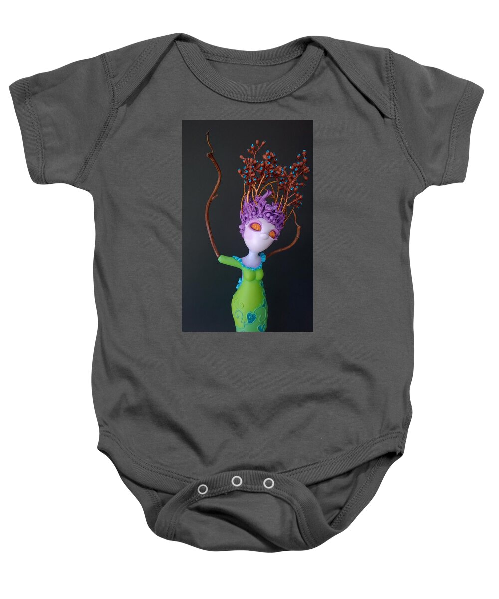  Baby Onesie featuring the sculpture Dragonfly Will O' the Wisp #1 by Judy Henninger