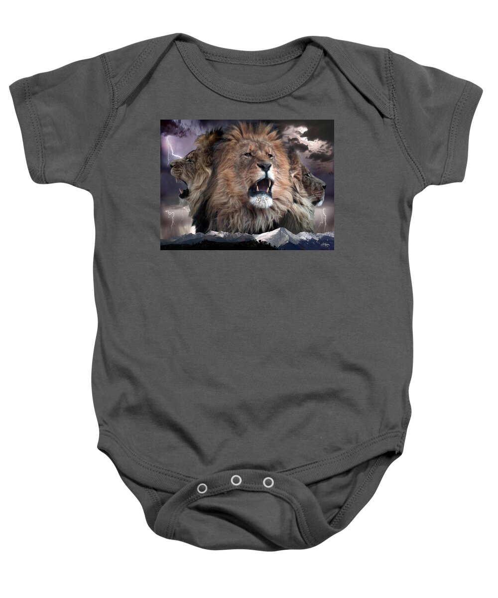 Lions Baby Onesie featuring the digital art Enough #1 by Bill Stephens