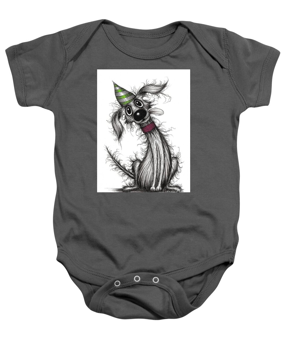 Funky Dog Baby Onesie featuring the drawing Fab dog #3 by Keith Mills