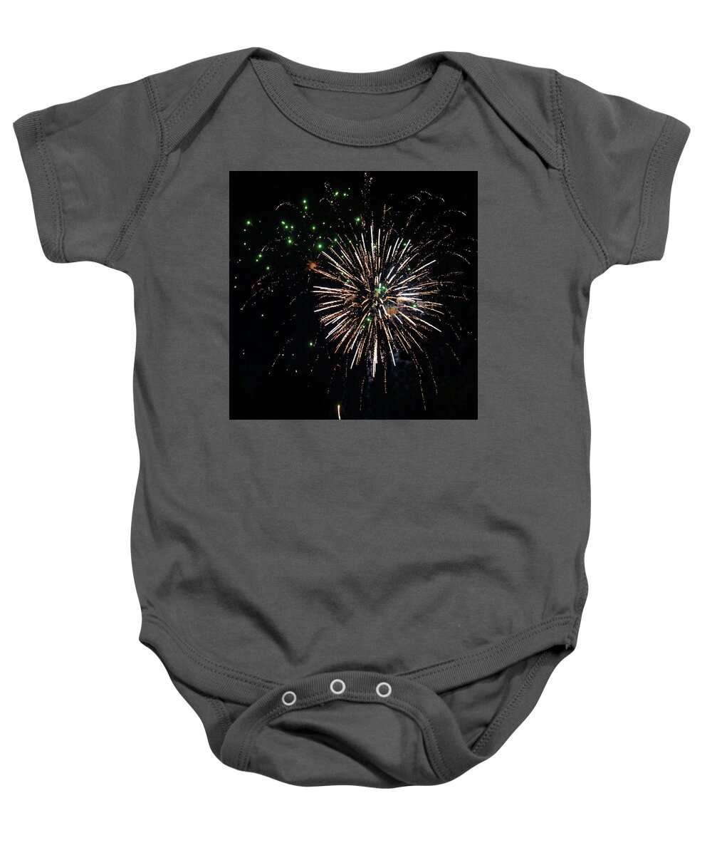 Night Baby Onesie featuring the photograph Fireworks2 by Doolittle Photography and Art