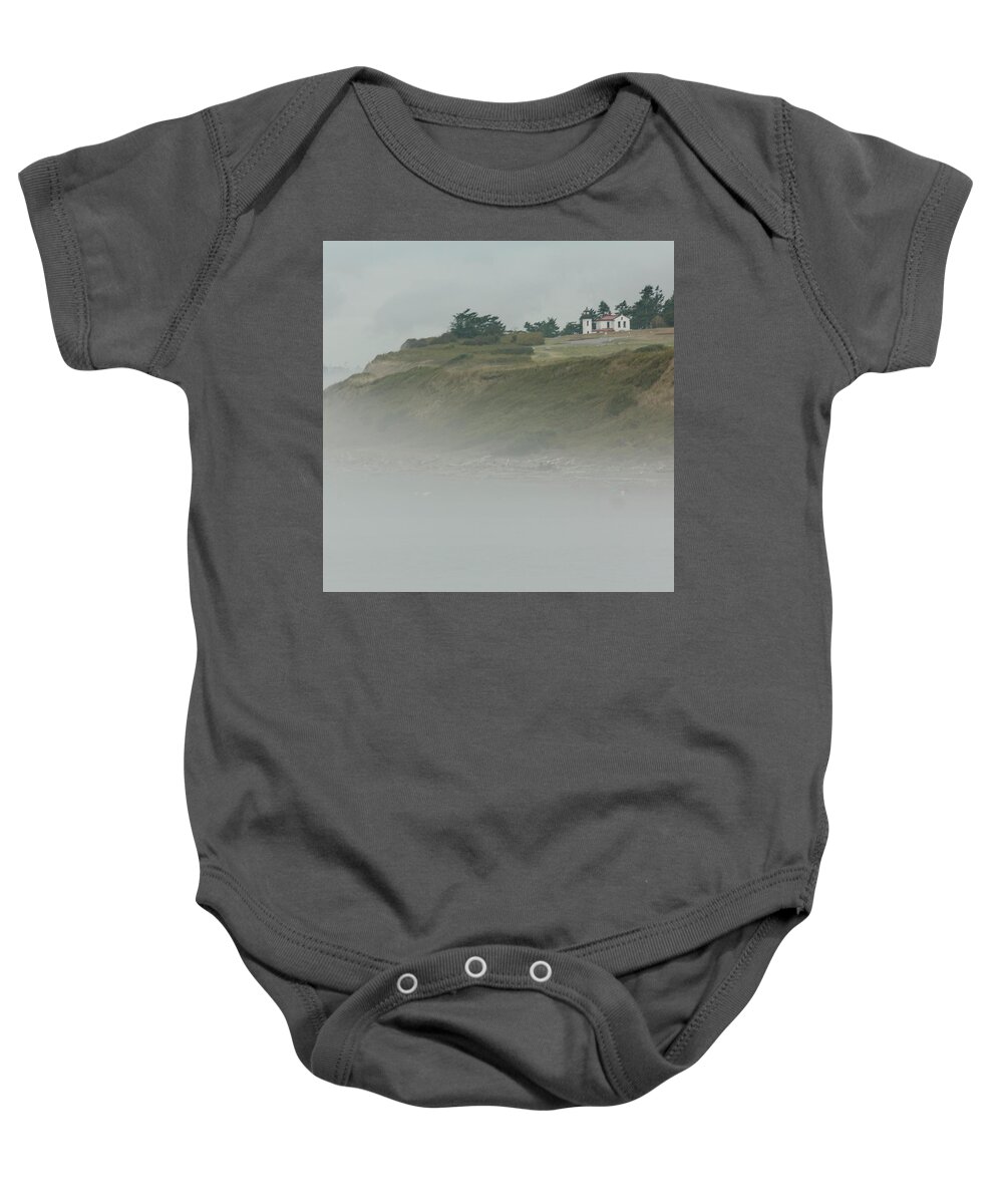 Ft. Casey Baby Onesie featuring the photograph Ft. Casey Lighthouse by Tony Locke