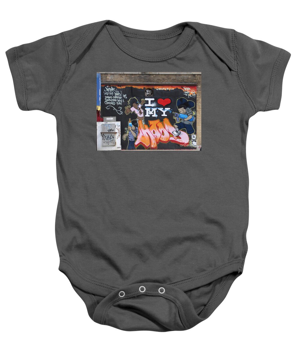 Graffiti Baby Onesie featuring the photograph I Love My Hood #1 by Cole Thompson