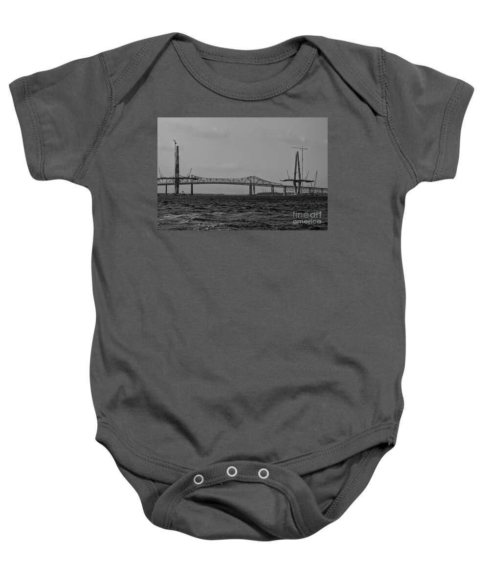 Old & New Bridges Baby Onesie featuring the photograph June 20 2004 by Dale Powell