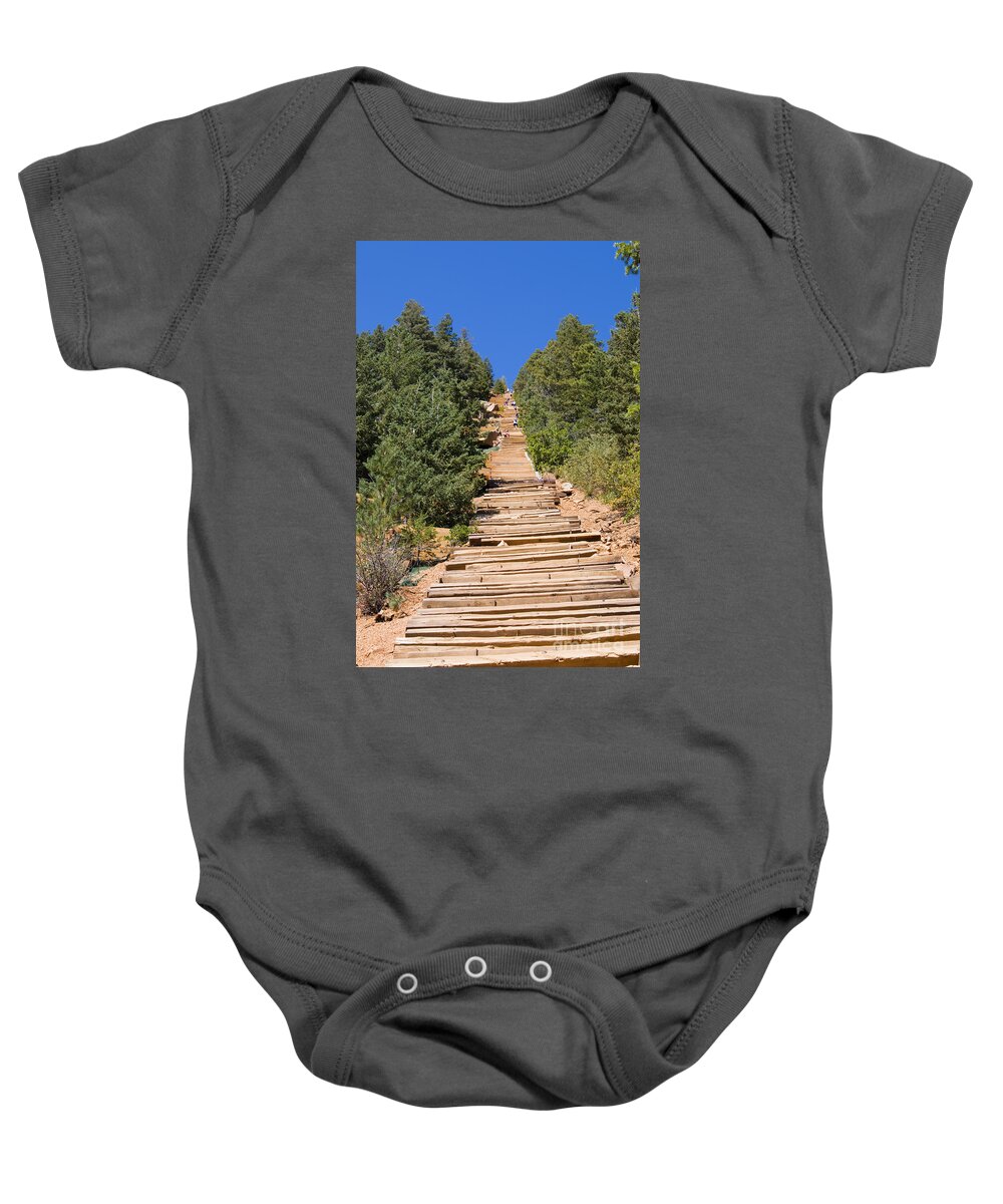 Pikes Peak Baby Onesie featuring the photograph Manitou Springs Pikes Peak Incline #1 by Steven Krull