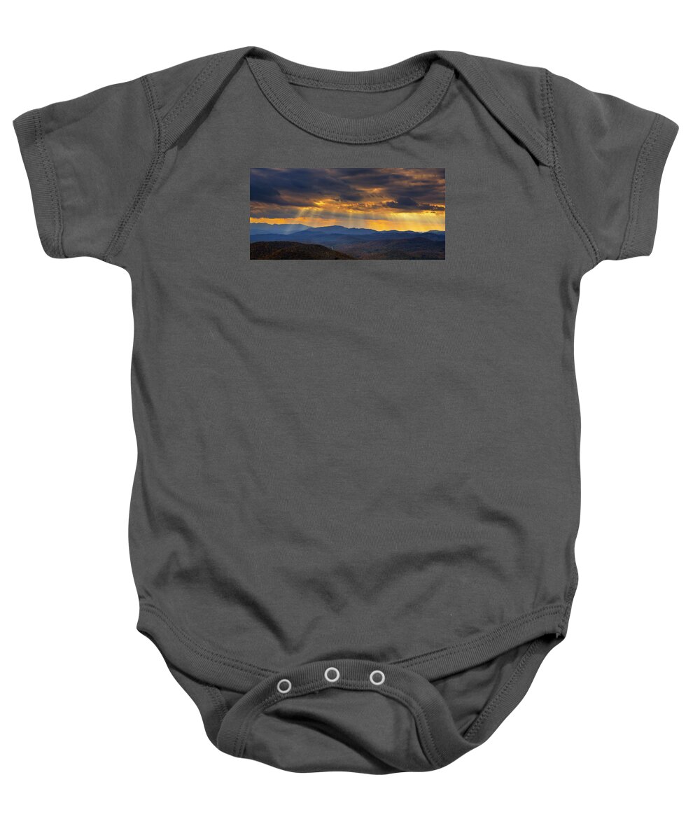 Mountain God Rays Baby Onesie featuring the photograph Mountain God Rays #2 by Ken Barrett