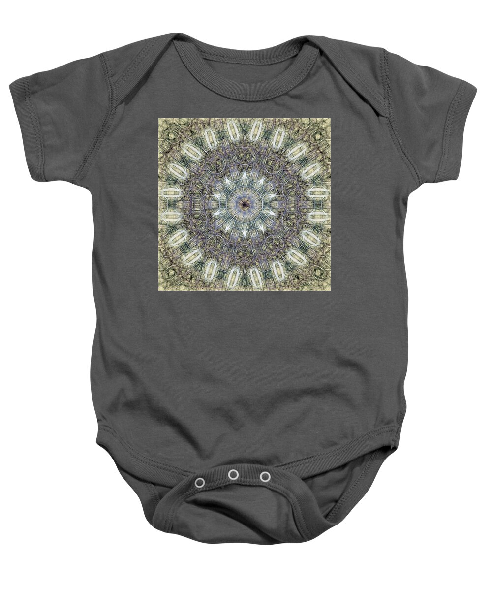 Tao Baby Onesie featuring the digital art Neon Mandala, Nbr 19R by Will Barger