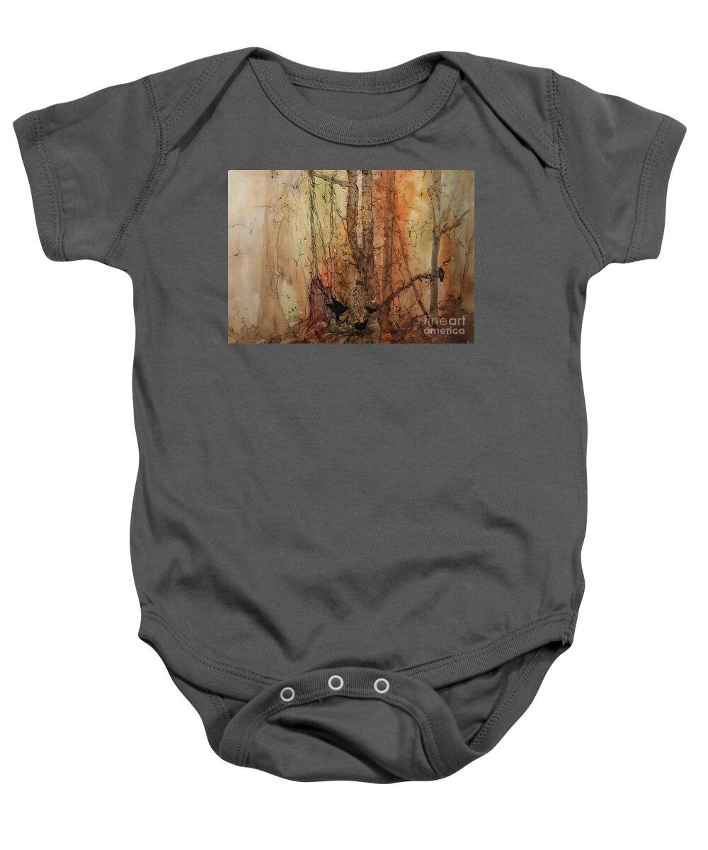 Fall Baby Onesie featuring the painting on the Verge #1 by Elizabeth Carr