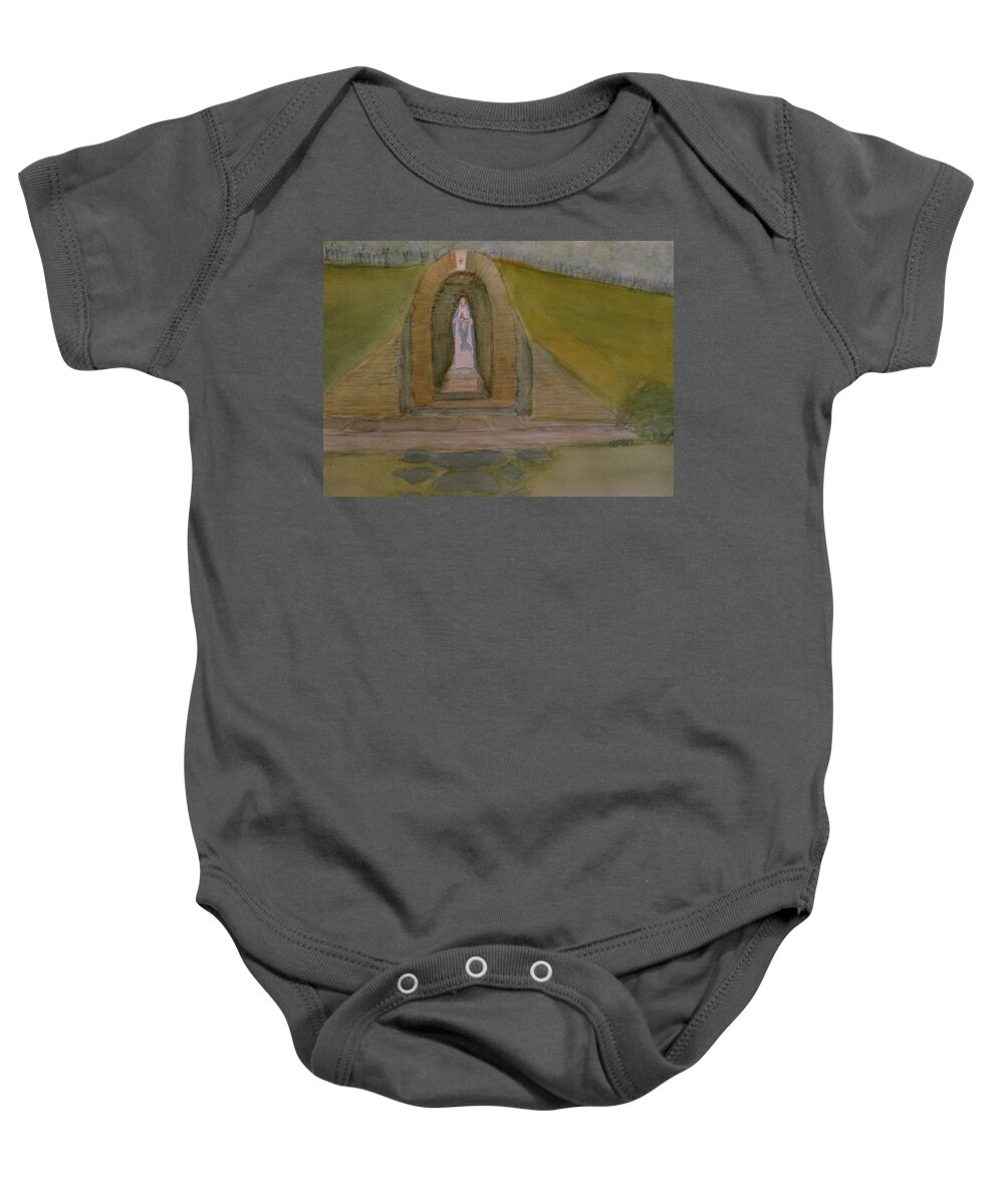 Mary Baby Onesie featuring the painting Our Lady of Seven Dolores #1 by David Bartsch