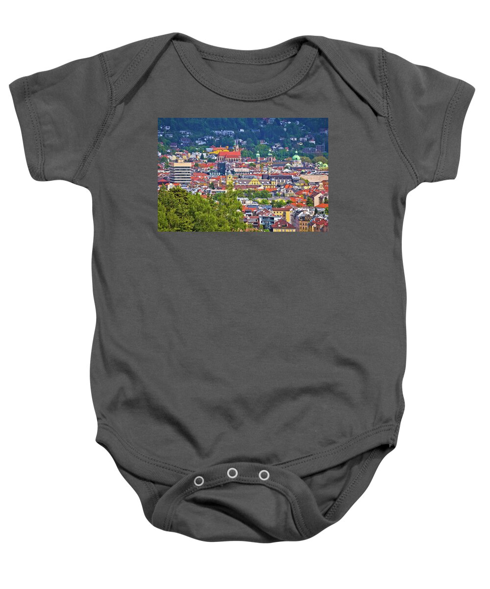 Innsbruck Baby Onesie featuring the photograph Panoramic view of Innsbruck rooftops #1 by Brch Photography