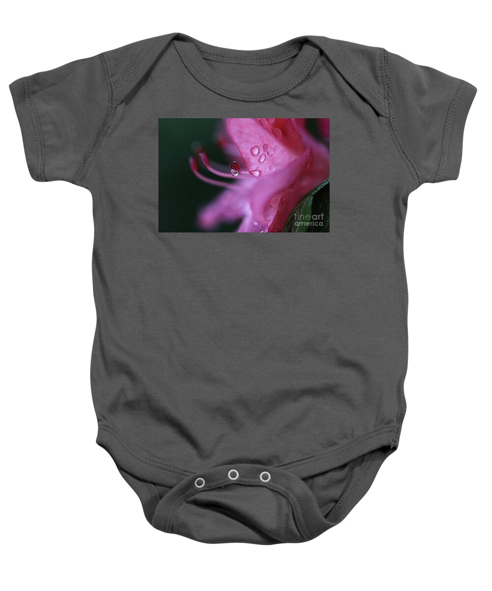 Droplets Baby Onesie featuring the photograph Pink Droplet #1 by Yumi Johnson