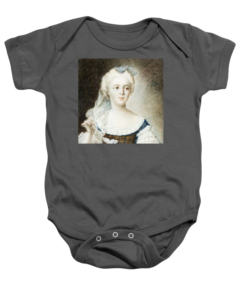 French School Baby Onesie featuring the painting Portrait of Madame Sophie #1 by MotionAge Designs