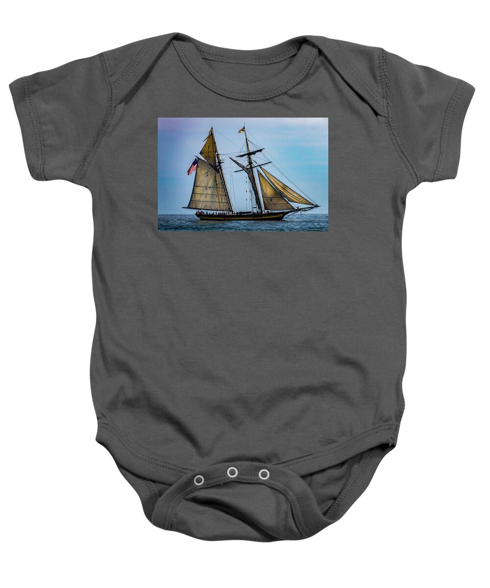 America Baby Onesie featuring the photograph Pride of Baltimore a two masted schooner #1 by Jack R Perry