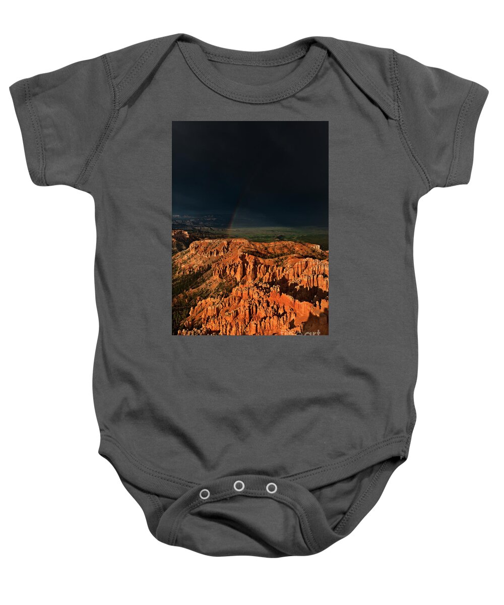 North America Baby Onesie featuring the photograph Rainbow Over Hoodoos Bryce Canyon National Park Utah #1 by Dave Welling