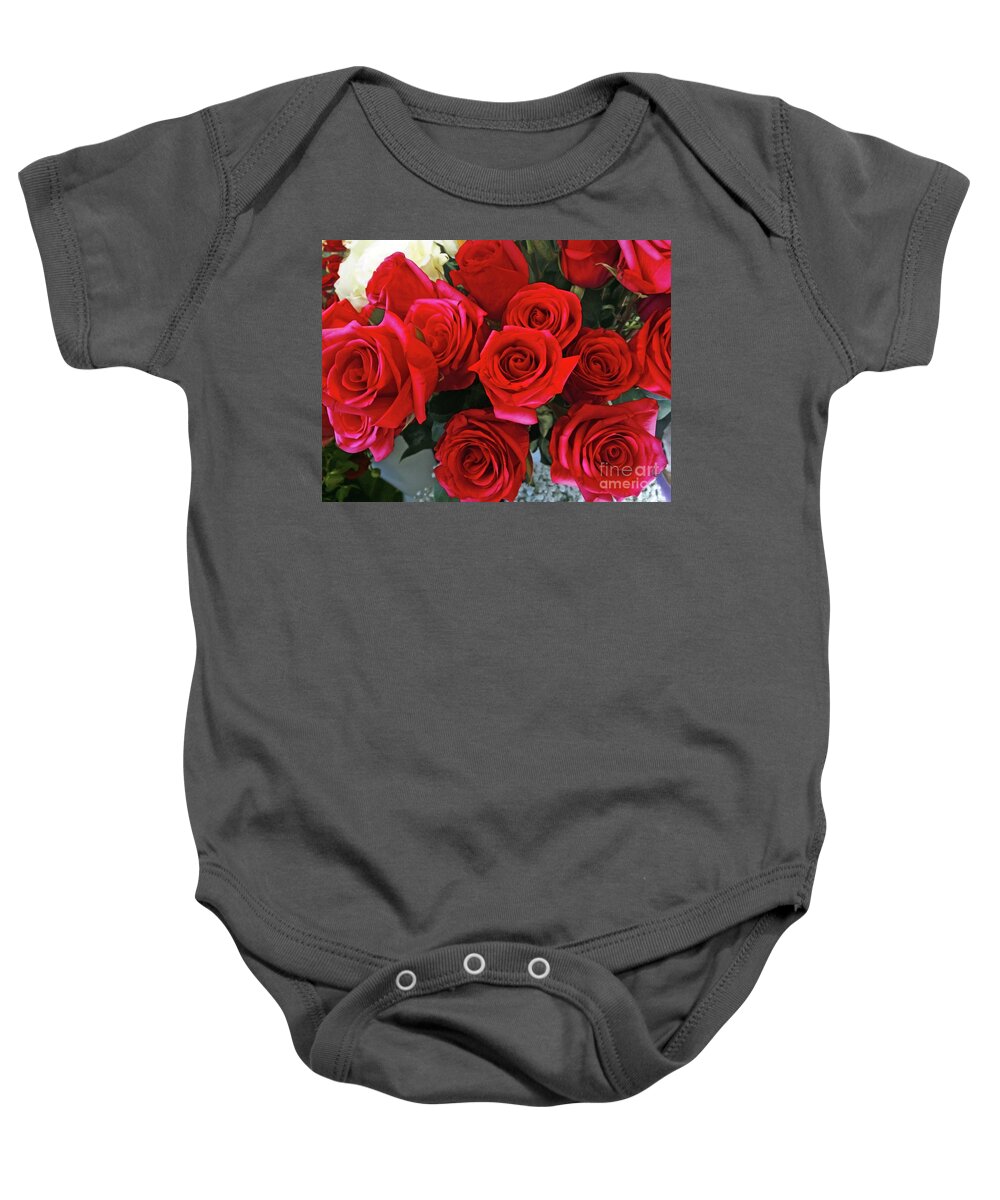 Red Bouquet Baby Onesie featuring the photograph Red Bouquet by Jasna Dragun