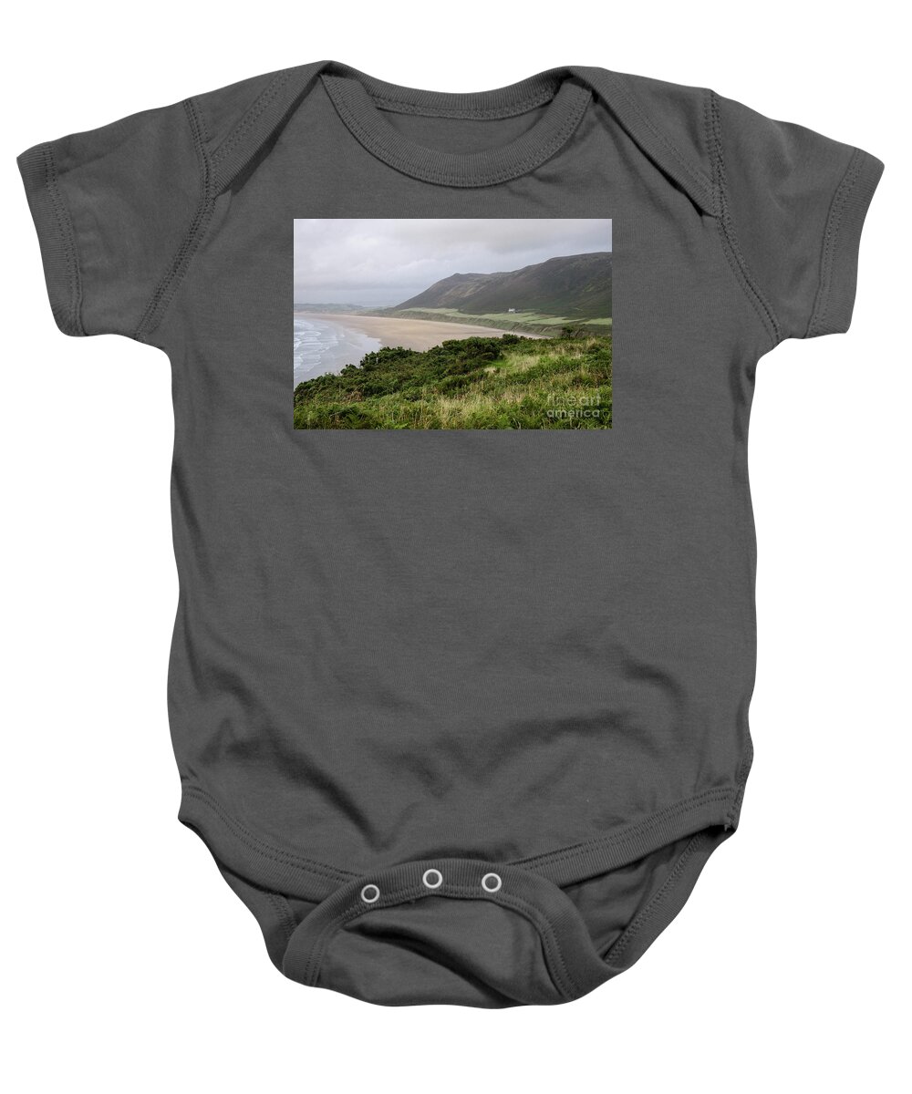 Sunset Baby Onesie featuring the photograph Rhossili Bay, South Wales by Perry Rodriguez