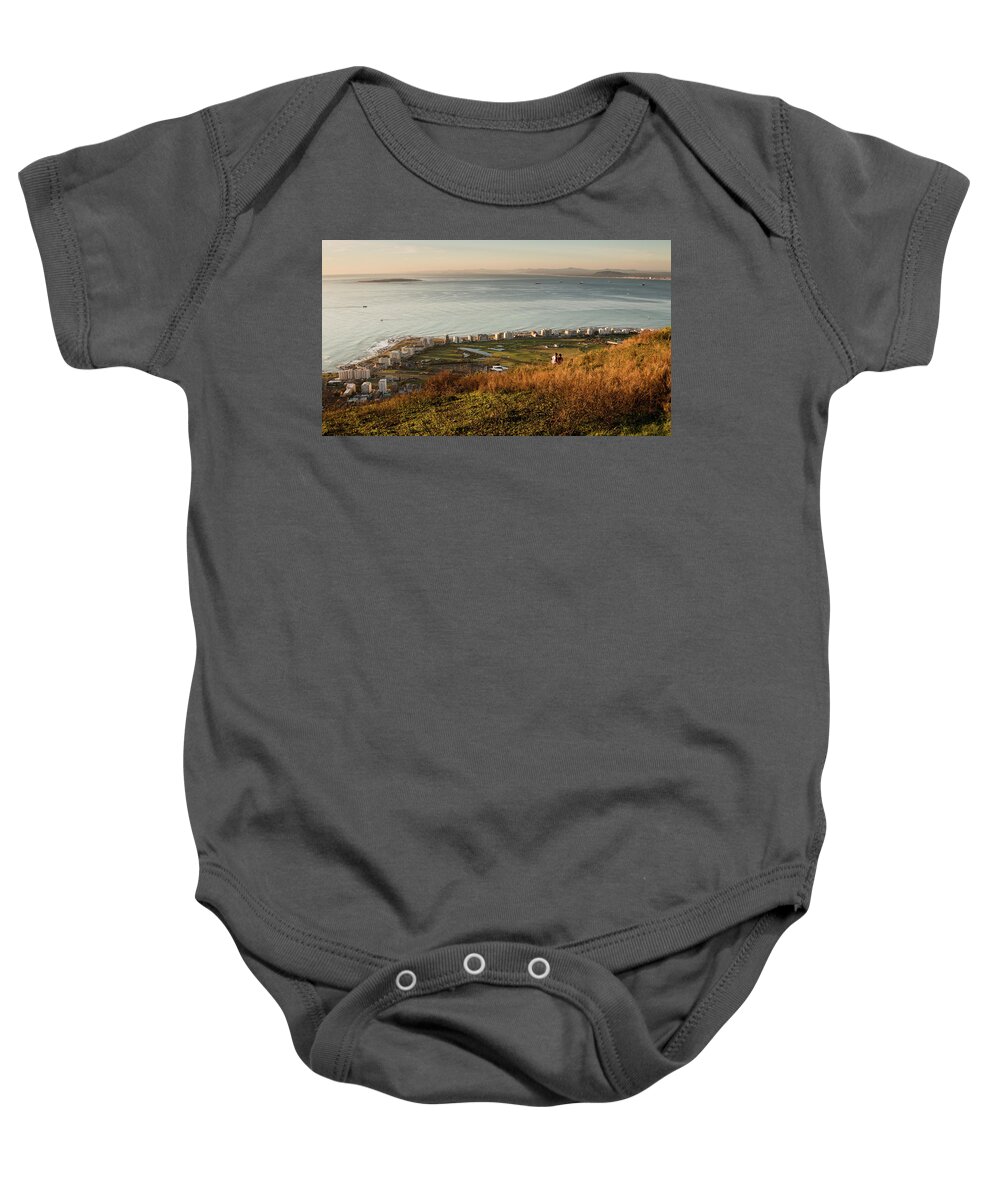 Seascape Baby Onesie featuring the photograph Robben Island from Signal Hill #1 by Claudio Maioli