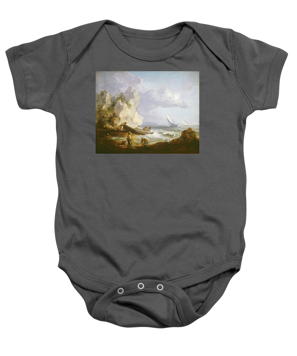 Artist Baby Onesie featuring the painting Seashore With Fishermen #2 by Thomas Gainsborough