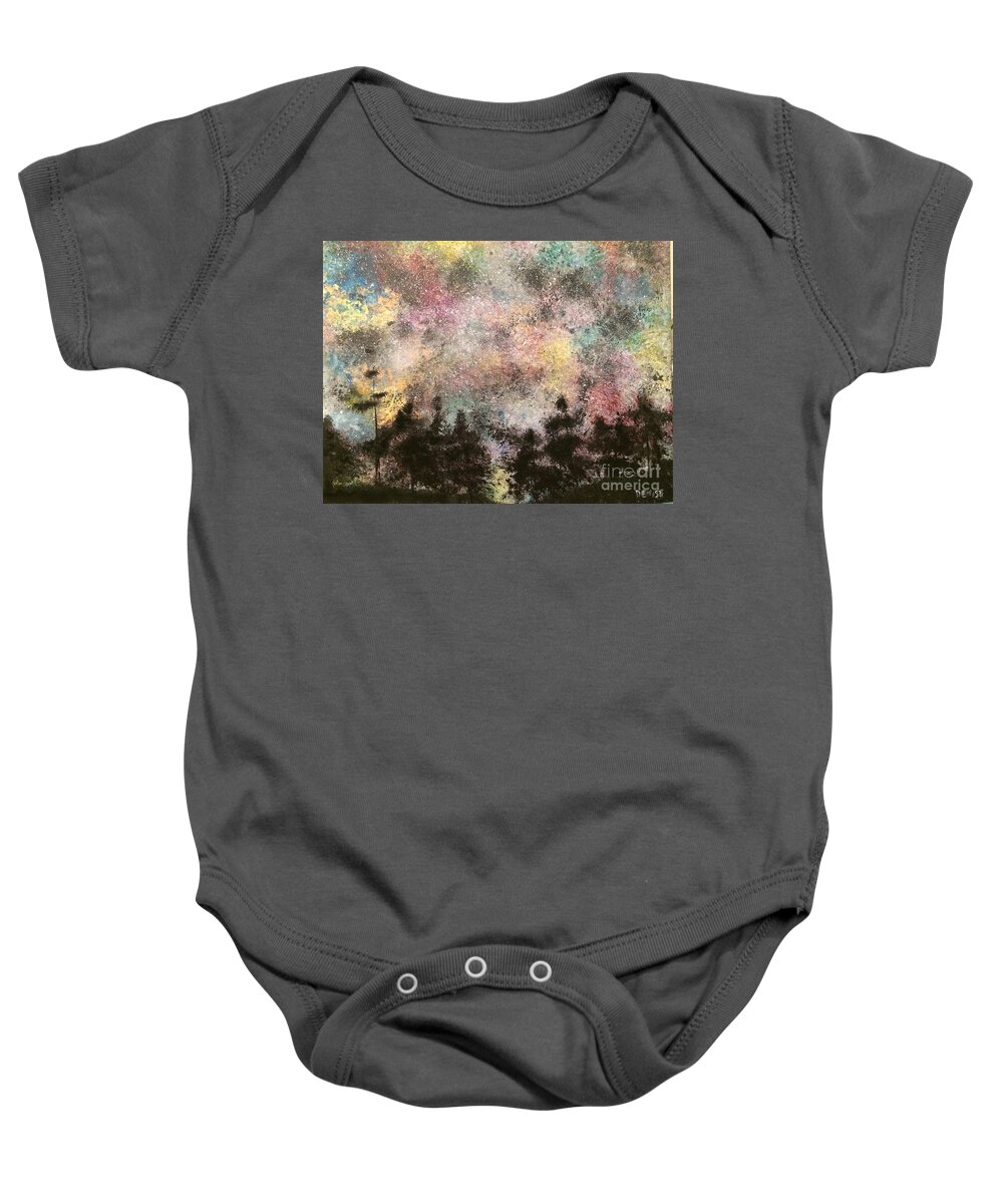 Sky Baby Onesie featuring the painting Silent Night #1 by Denise Tomasura