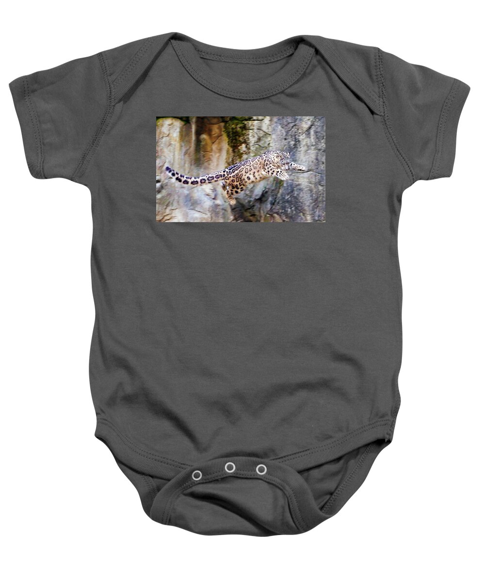 Snow Leopard Baby Onesie featuring the photograph Snow Leopard #1 by Jackie Russo