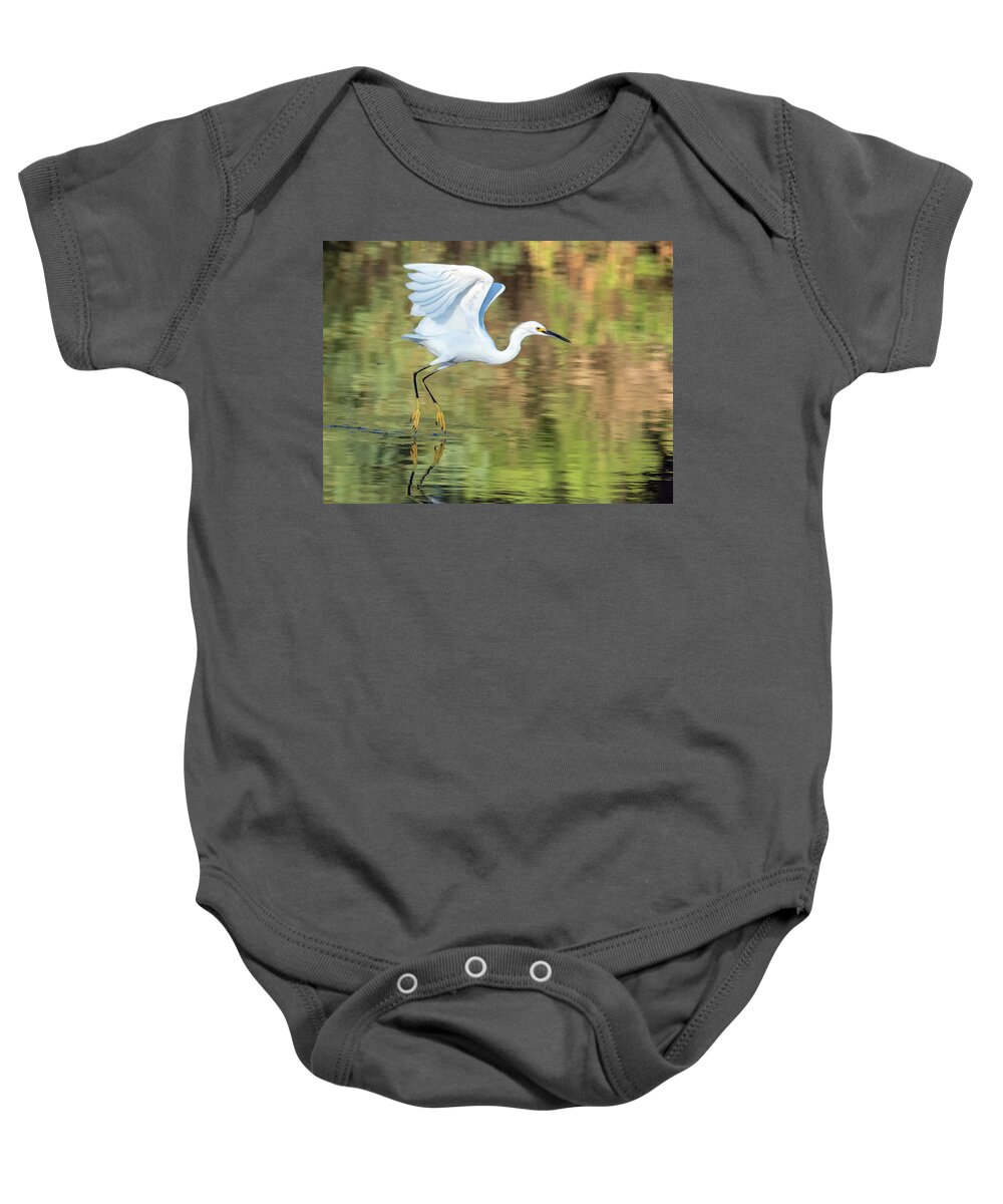 Snowy Baby Onesie featuring the photograph Snowy Egret 6657-100317-1 #2 by Tam Ryan