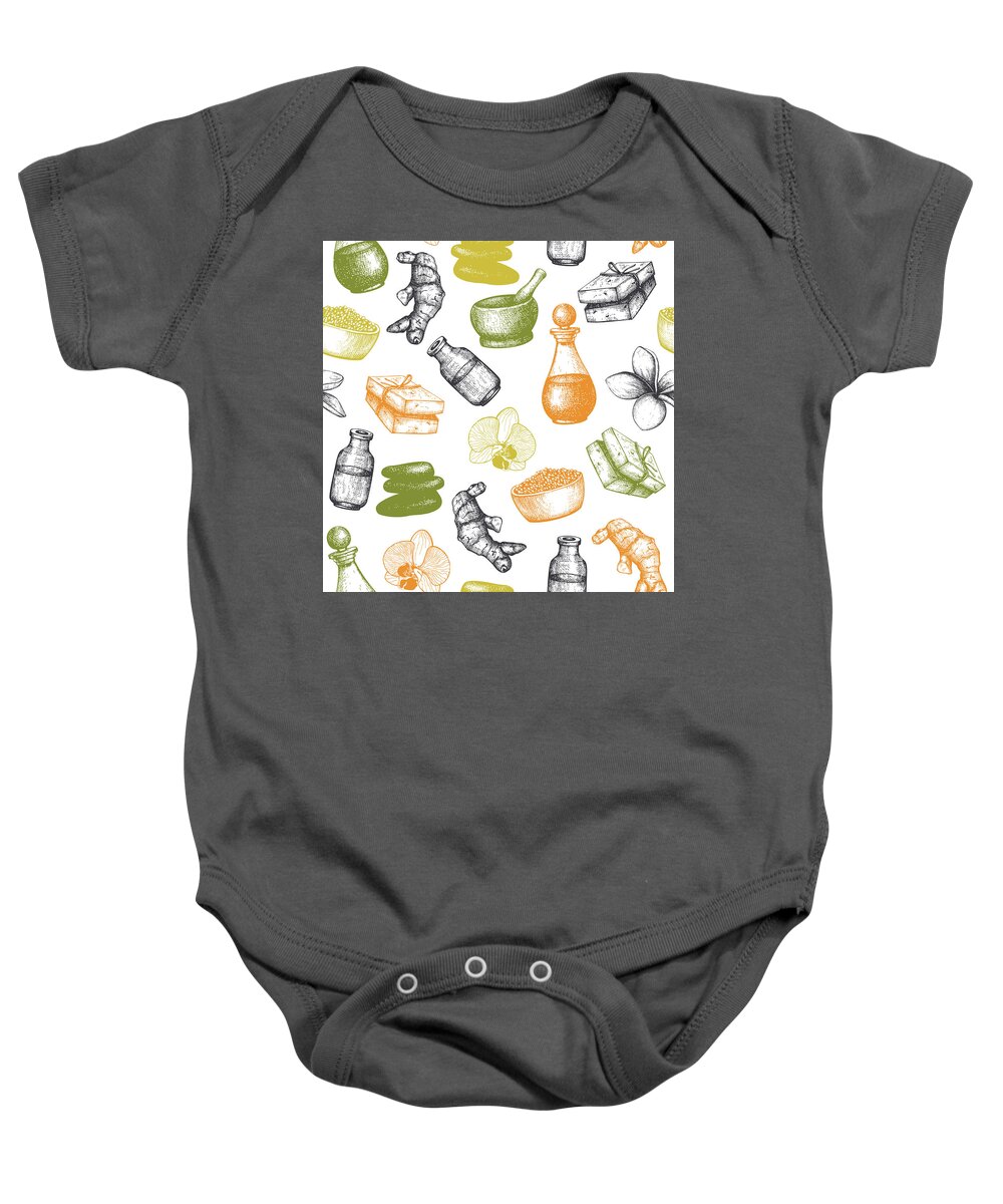 Spa Baby Onesie featuring the digital art Spa Fresh Patterns #3 by Decorative Arts