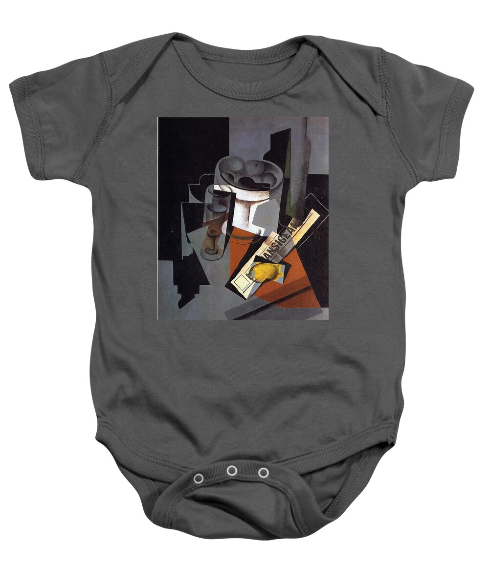 Still Life With Newspaper - Juan Gris 1916 Synthetic Cubism Baby Onesie featuring the painting Still Life with Newspaper by Juan Gris