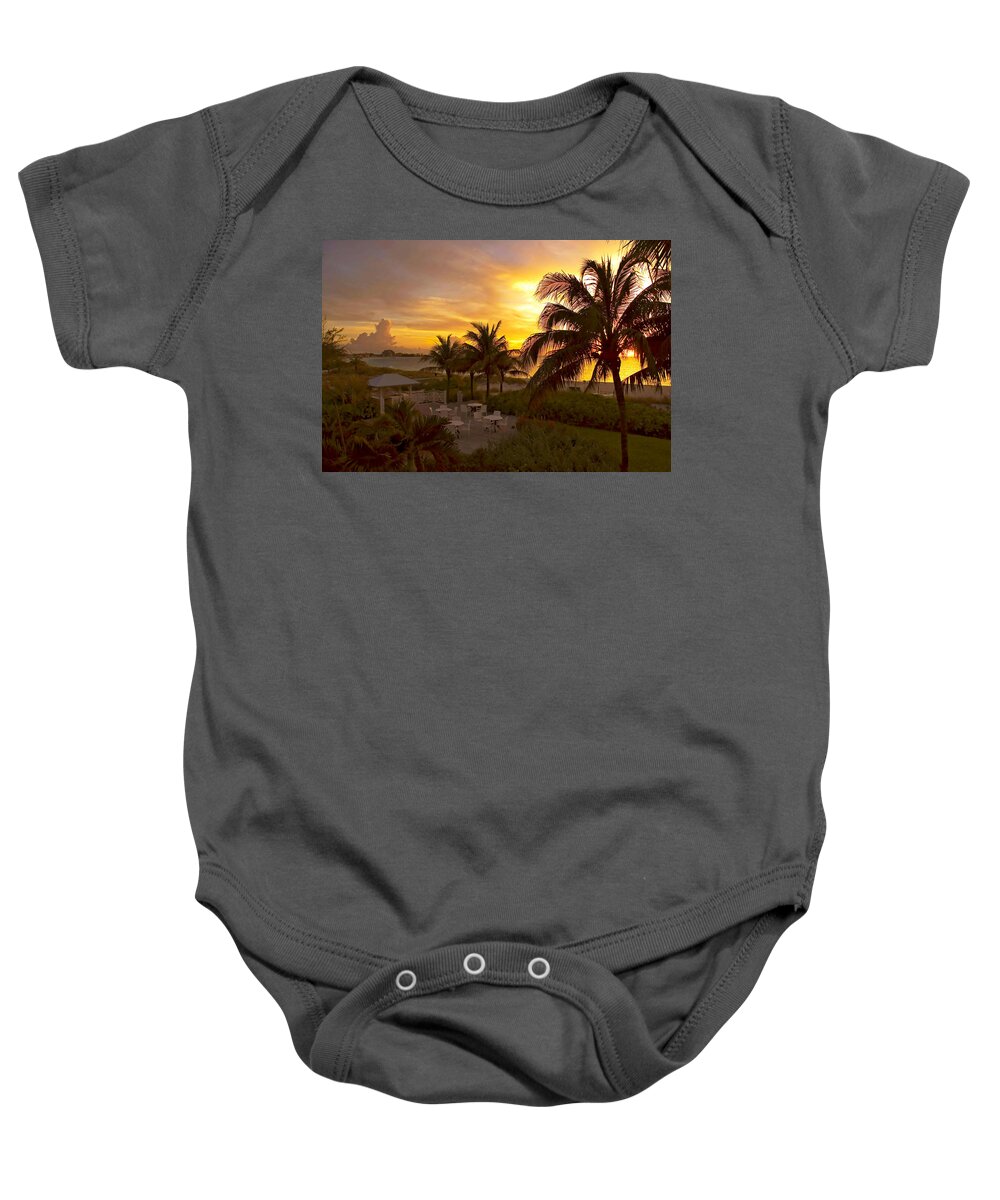 Sunset Baby Onesie featuring the photograph Sunset on Grace Bay #1 by Stephen Anderson