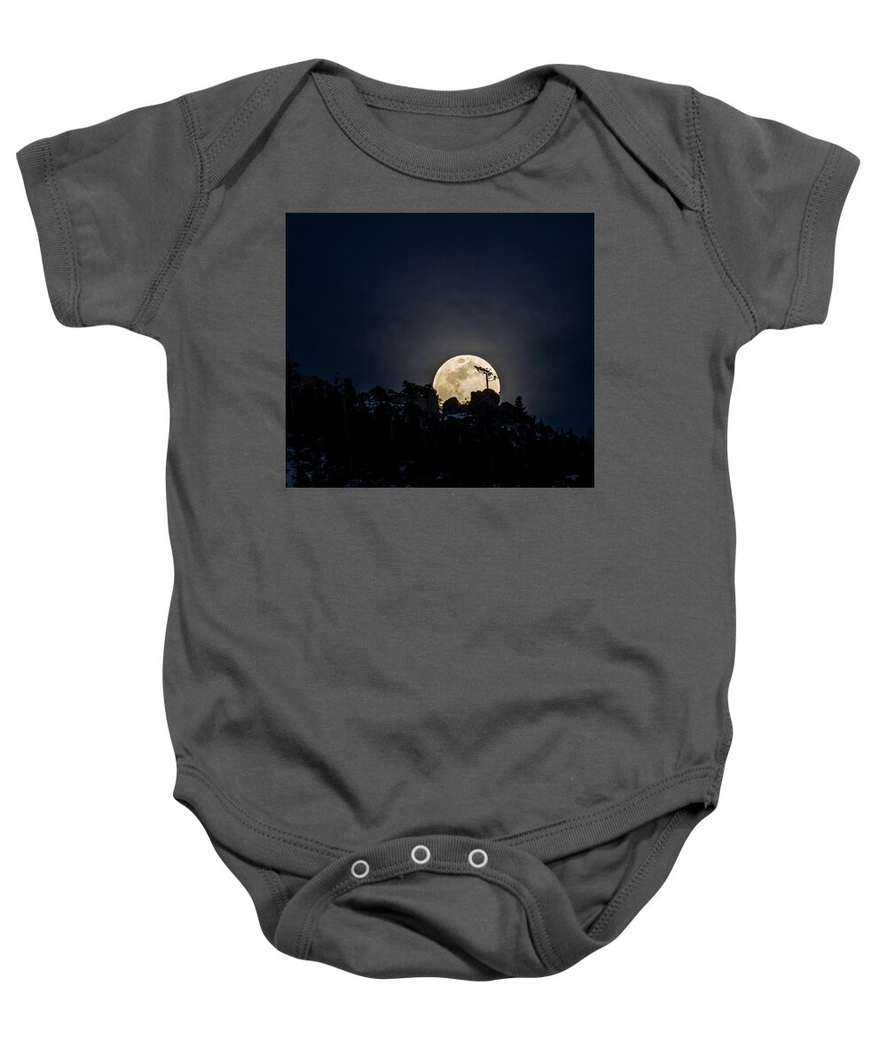 Tahoe Baby Onesie featuring the photograph Tahoe Moonrise #1 by Martin Gollery