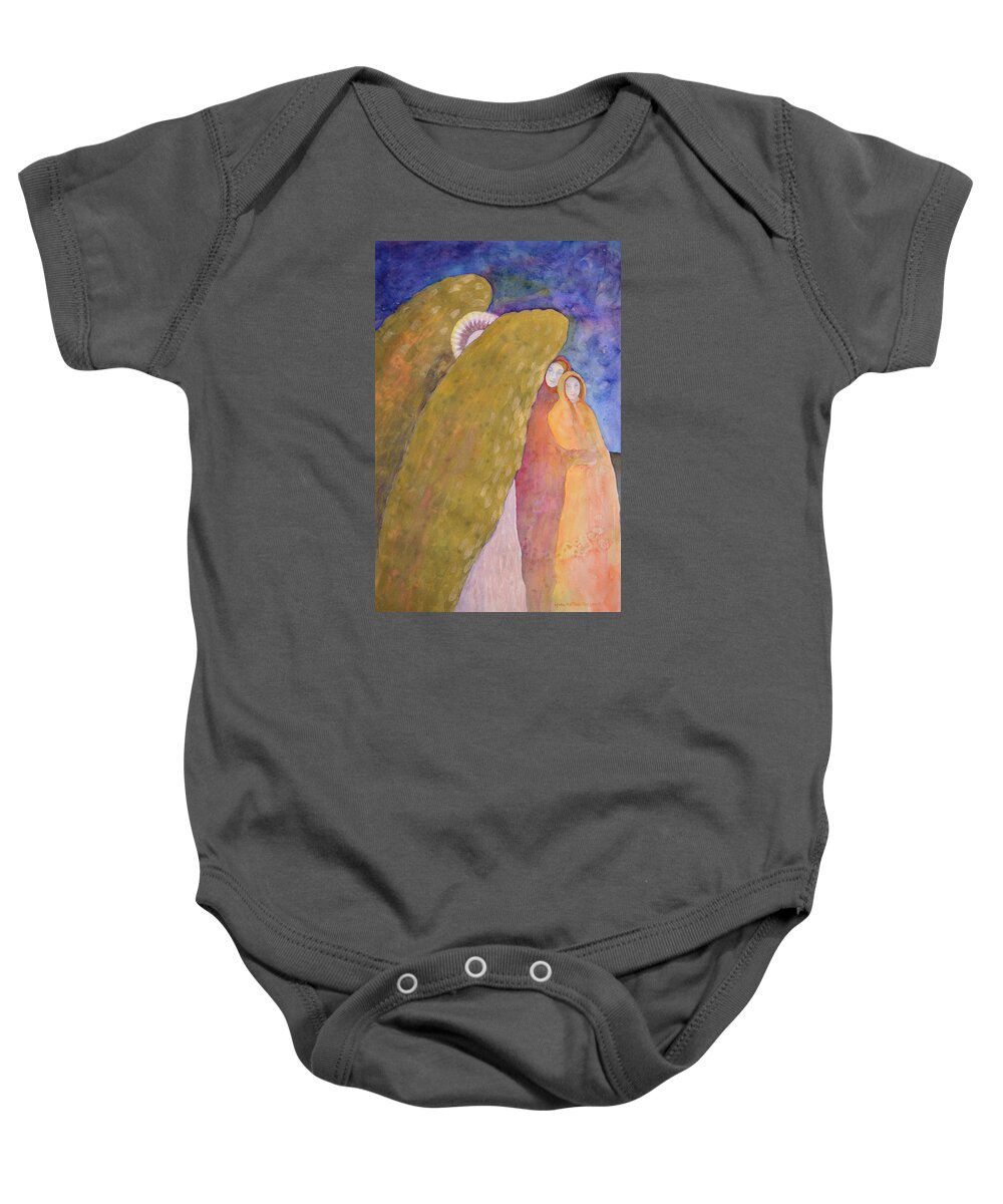 Angel Baby Onesie featuring the painting Under The Wing Of An Angel by Lynda Hoffman-Snodgrass