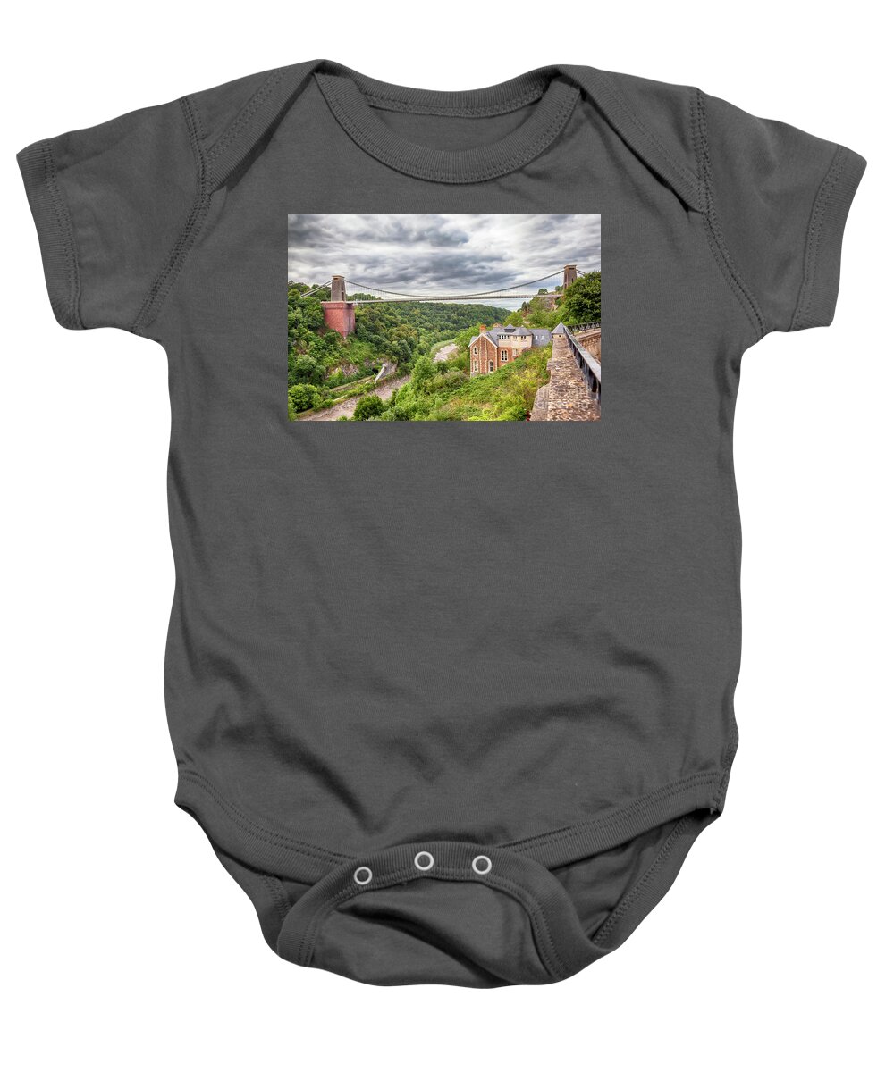 Air Baby Onesie featuring the photograph view at Bristol bridge #1 by Ariadna De Raadt