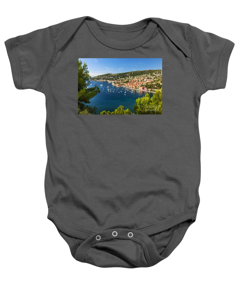 French Baby Onesie featuring the photograph Villefranche-sur-Mer and Cap de Nice on French Riviera 2 by Elena Elisseeva