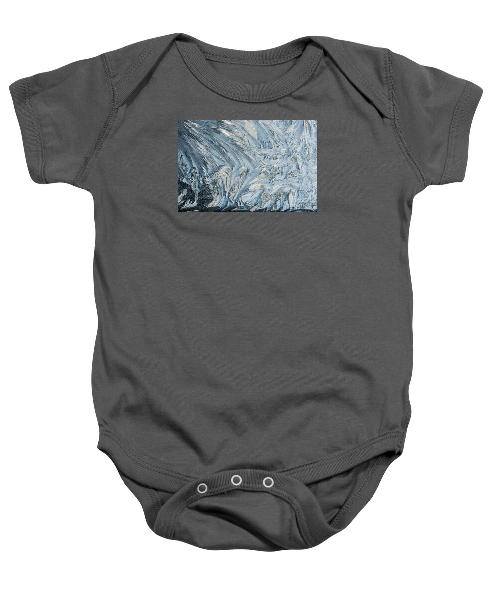 Cheryl Baxter Photography Baby Onesie featuring the photograph Window Frost Art #1 by Cheryl Baxter