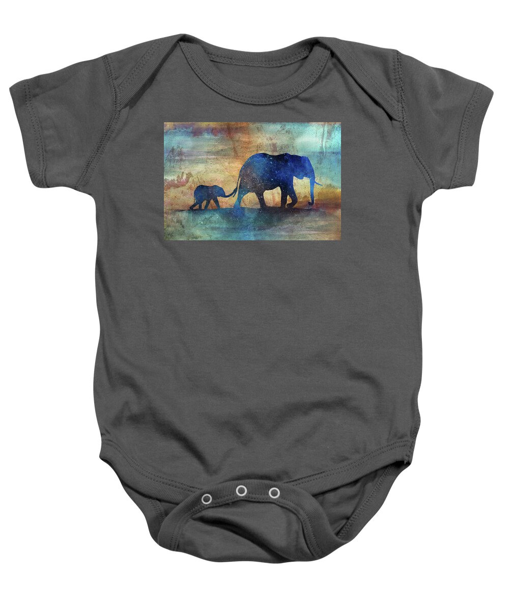 Elephant Baby Onesie featuring the digital art 11013 ElephantS by Pamela Williams