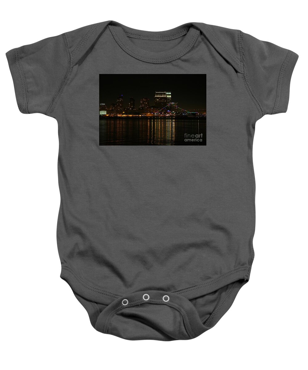 San Diego Baby Onesie featuring the photograph San Diego Skyline Night #14 by Henrik Lehnerer