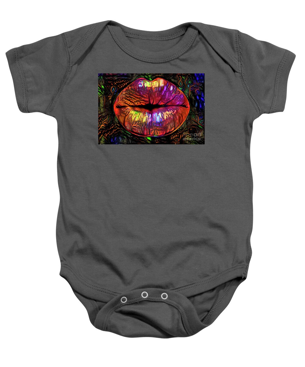 Beauty Baby Onesie featuring the digital art Kissing Lips #162 by Amy Cicconi