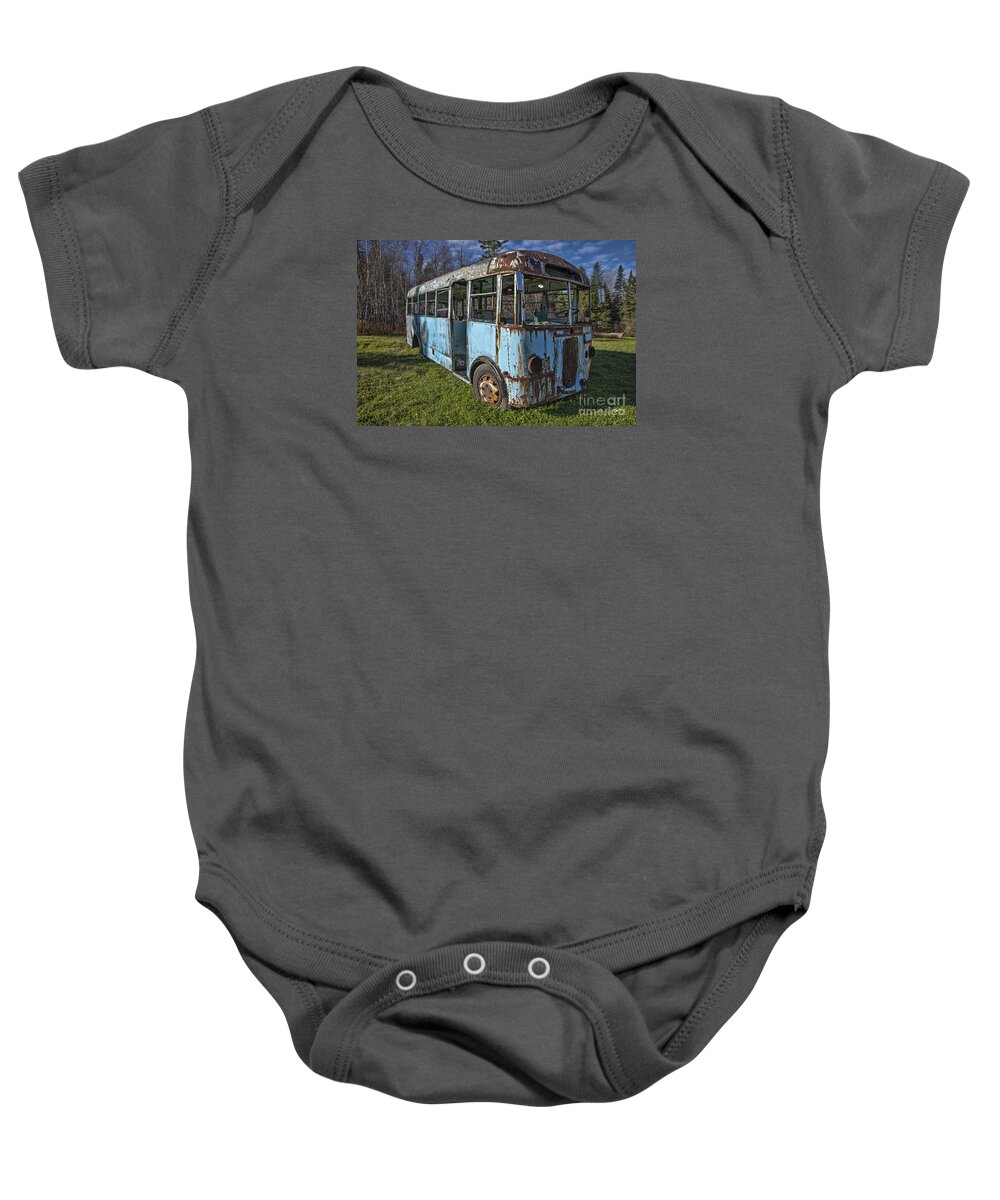 City Bus Baby Onesie featuring the photograph 1950's City Bus by Alana Ranney