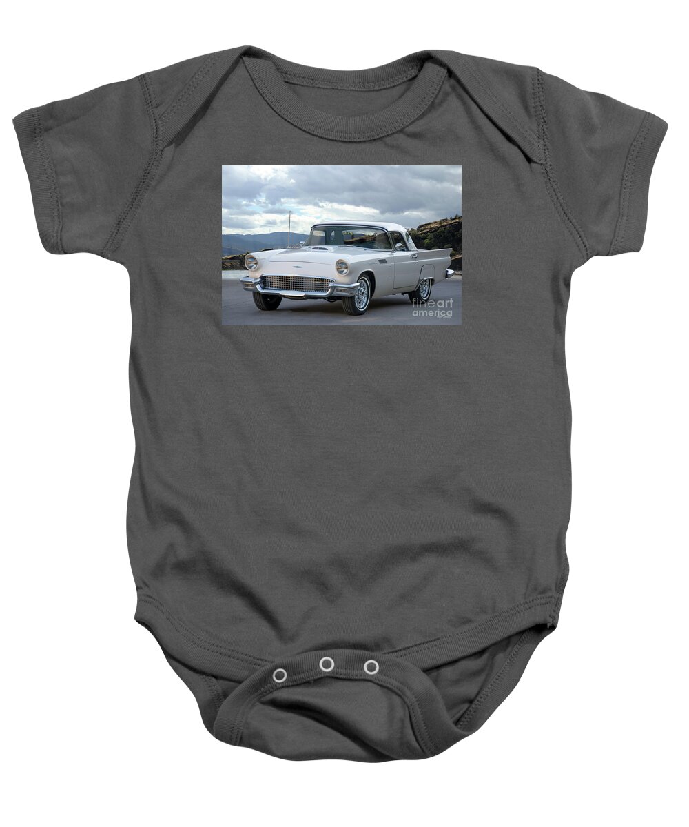 Automobile Baby Onesie featuring the photograph 1956 Ford Thunderbird 'Port Hole' Hardtop by Dave Koontz