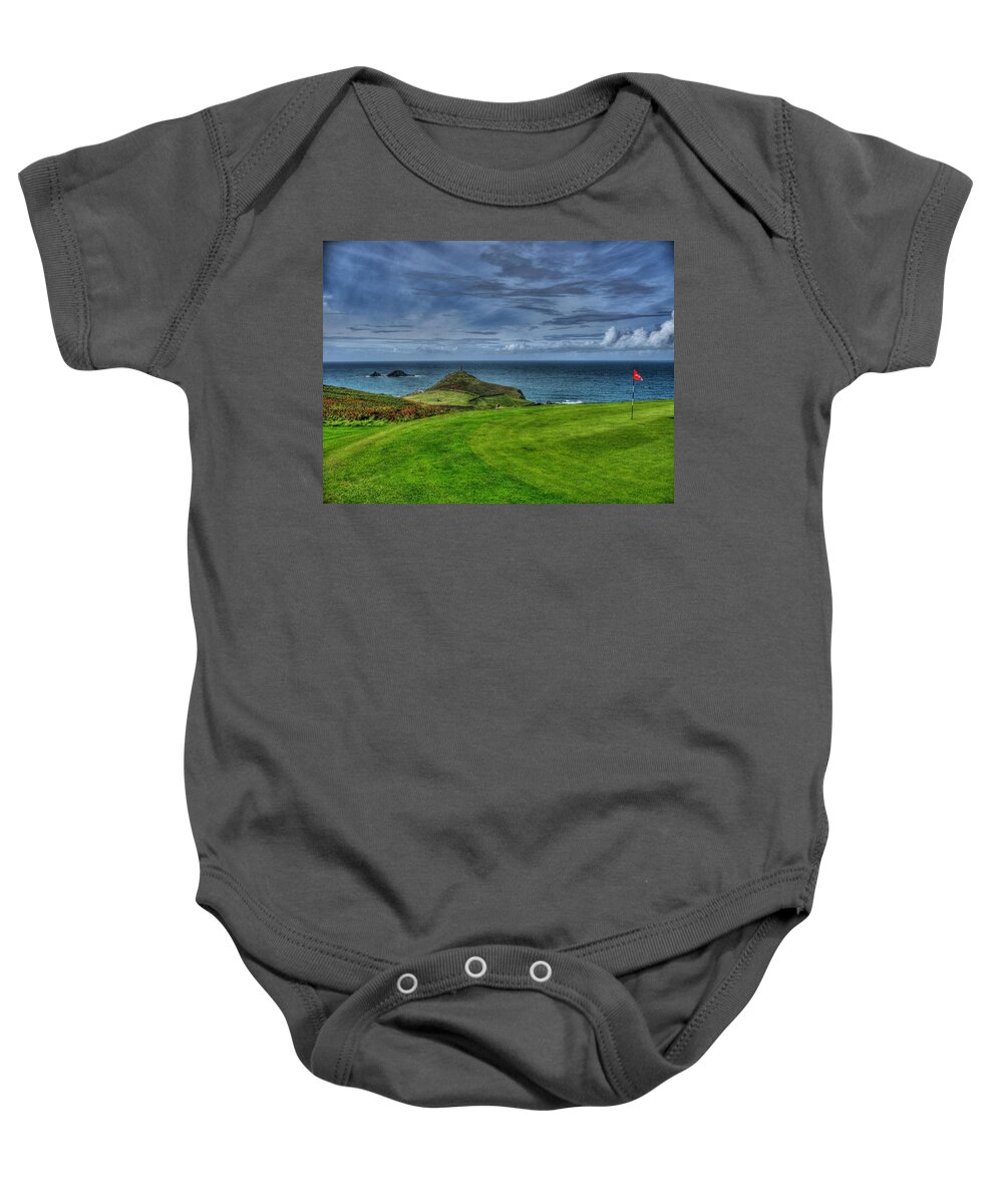 Golf Baby Onesie featuring the photograph 1st green Cape Cornwall Golf Club by Chris Thaxter
