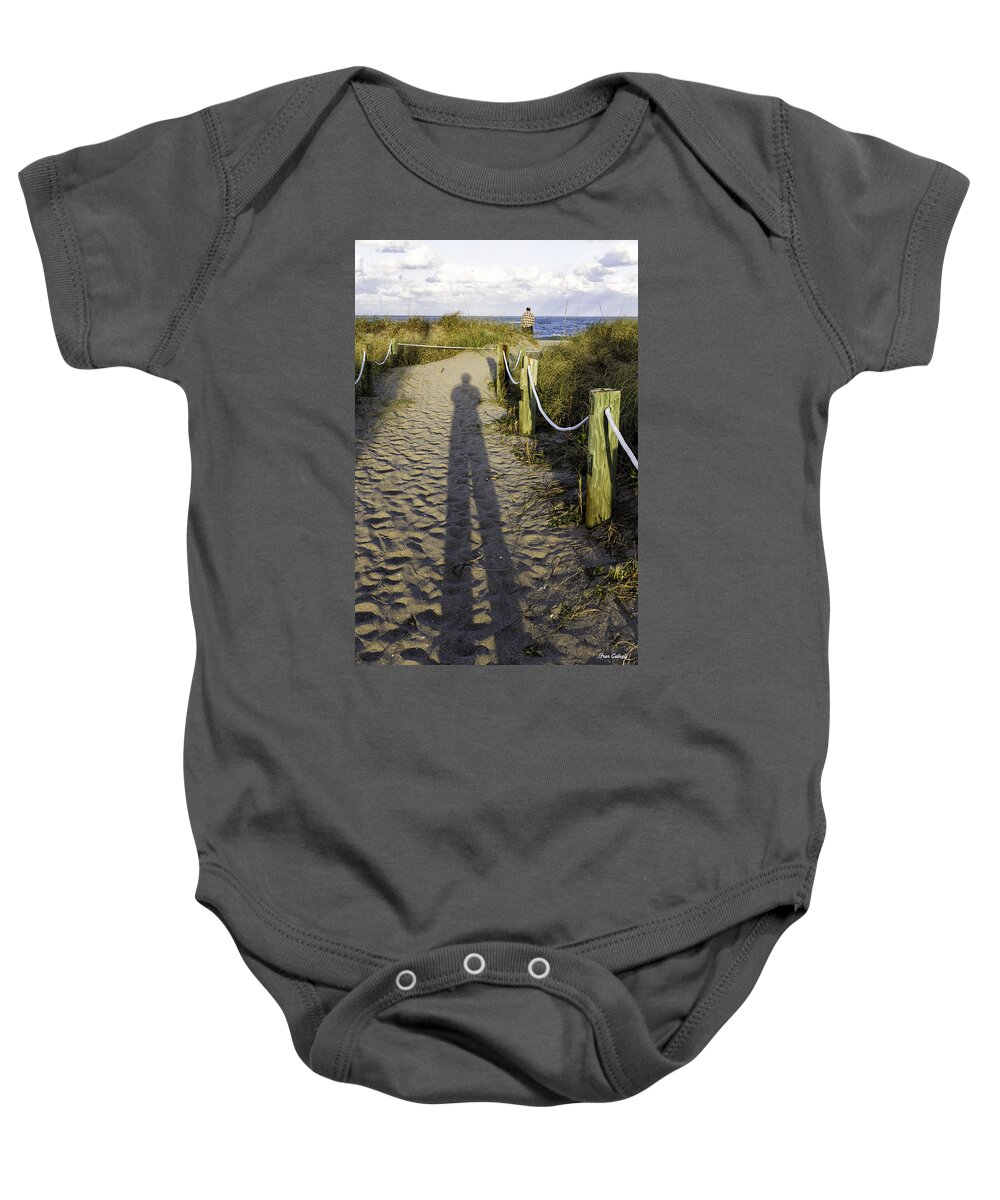Shadow Baby Onesie featuring the photograph Beach Entry #2 by Fran Gallogly