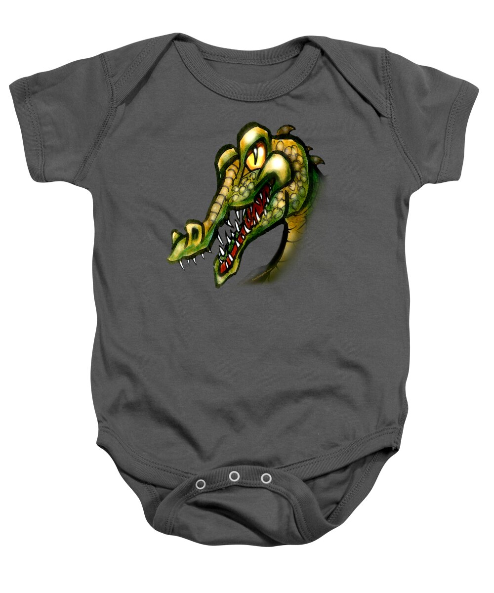 Crocodile Baby Onesie featuring the painting Crocodile #2 by Kevin Middleton