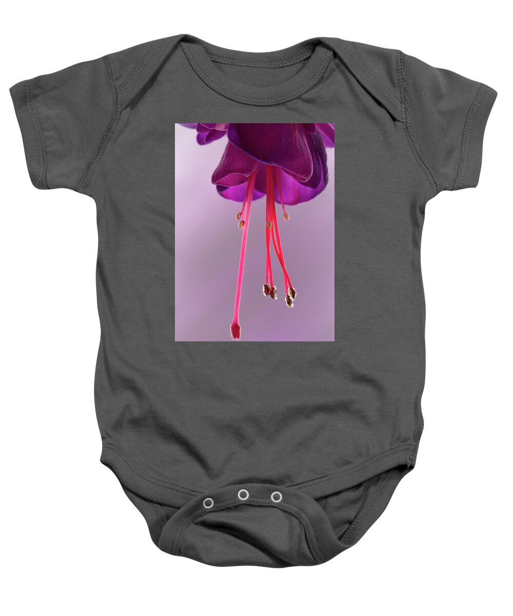 Flora Baby Onesie featuring the photograph Dance of the Fuschia #2 by Shirley Mitchell