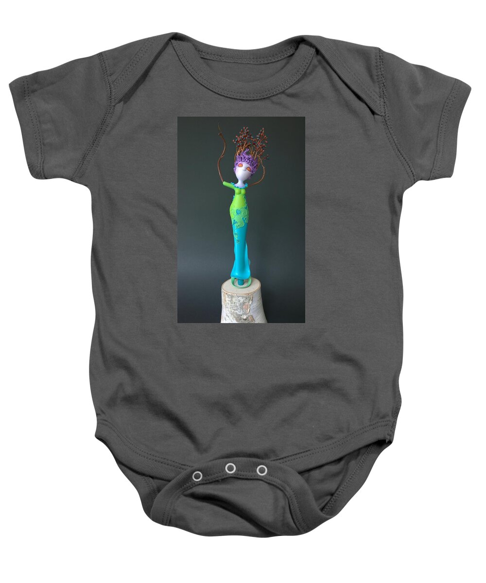  Baby Onesie featuring the sculpture Dragonfly Will O' the Wisp #2 by Judy Henninger